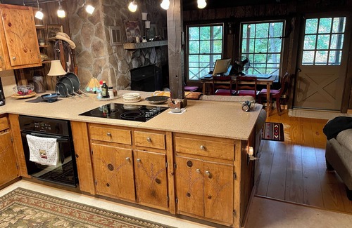 Franklin House | Creek Front. Charming 2-bedroom log home with WiFi, AC in lovely Franklin