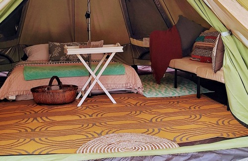 Cosby RV Rental | Creekside Glamping Tent in the Smoky Mountains at Honesuckle Springs