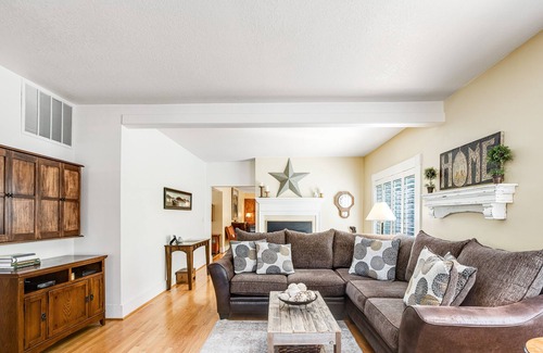 Bay City House | Creekside Home w/ a Furnished Patio, Firepit, Gas Fireplace, & Free WiFi
