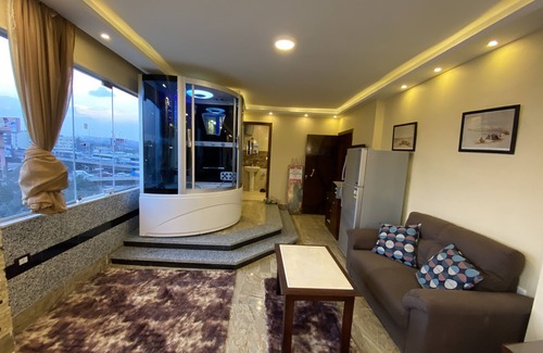 6th of October City House | Deluxe apartment in a building with an elevator with amazing Pyramids view