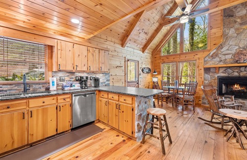 Cherry Log Cabin | Directly on Big Creek/Hot Tub/Game Room/Outdoor Living Space/Remote/True Cabin