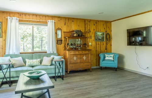 Whitefish House | Dog-friendly cabin w/ mountain/meadow views, wood stove, porch & great location