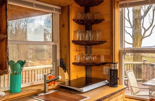 Franklin Springs Apartment | Dog-friendly cabin with deck plus access to a hot tub, game room, & gym