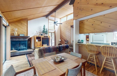 Shaver Lake Condo | Dog-Friendly Condo with WiFi, Wood-Burning Fireplace, Deck, Pool & Hot Tub