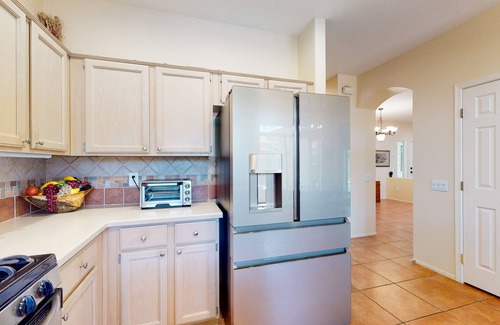 Rancho Vistoso House | Dog-friendly home with pool, hot tub, tennis, gym, patio, on-site restaurant, AC