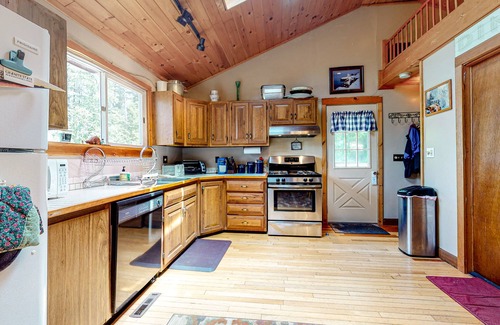 Sanbornville Cabin | Dog-friendly lakefront cabin with loft, gas grill, lake views, wood stove, porch