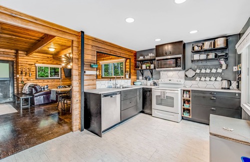 Mason County Cabin | Dog-friendly lakefront cabin with woodstove, amazing view, firepit & dock