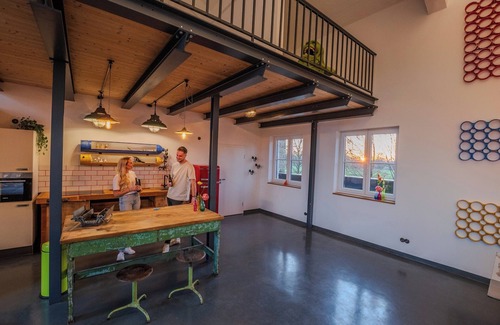 Tecklenburg Apartment | E-Loft in the high-voltage room Altes Wasserwerk Tecklenburg special vacation apartment