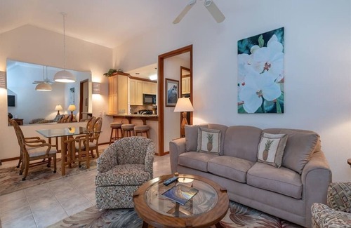 Lihue Condo | East Kauai OV Bliss! Open Kitchen, Lanai, WiFi, TV, DVD+Ceiling Fans–Kaha Lani 321