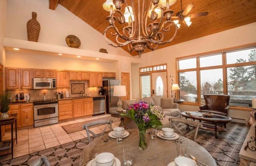 Stanley Hills Condo | Enchanting condo with fireplace, patio, and private hot tub!