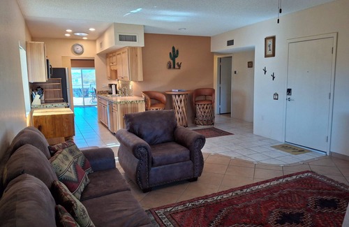Desert Hills Estates House | Enjoy breathtaking mountain views from large patio, primary suite & Arizona room
