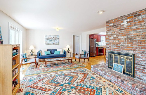 Falmouth House | Escape on conservation land with furnished deck, pond views, sunroom, & AC