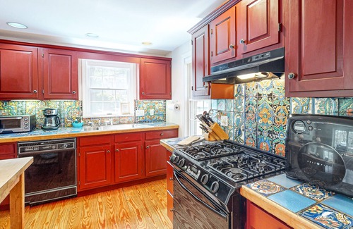 Falmouth House | Escape on conservation land with furnished deck, pond views, sunroom, & AC