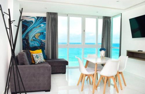 Zona Hotelera Apartment | Estudio a pie playa, increibles vistas, alberca, gym, jacuzzi, 3502