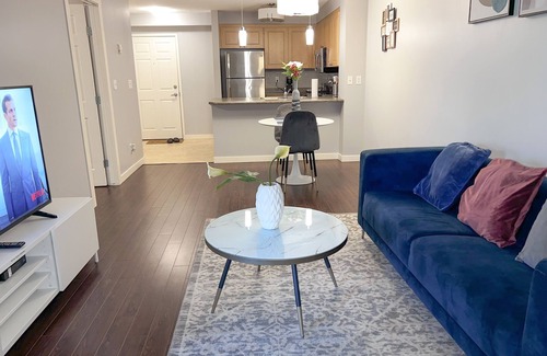 Southwest Edmonton Apartment | Executive condo close to South Common, Henday with UG Pkg, free Netflix.