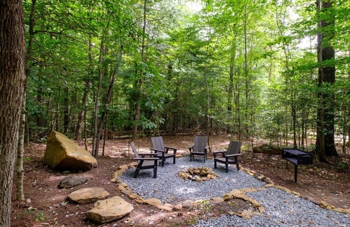 Balsam Grove Cabin | Family Bunk Glamping Cabin - Bed & Bear