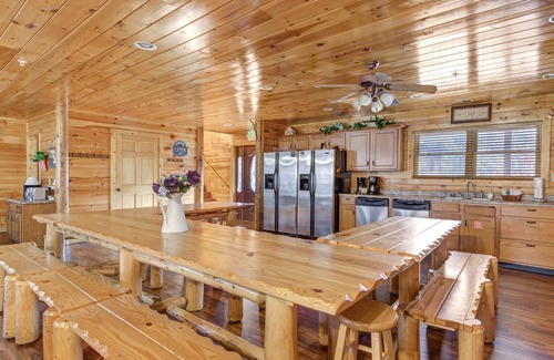 Hemlock Hills Cabin | Family Ties Lodge | Group Cabin w. Decks, 2 Hot Tubs, Game Room +More