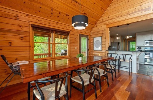 Wolf Laurel Cabin | Fire Pit ~Hot Tub ~Views ~2 Big Decks~Dog Friendly