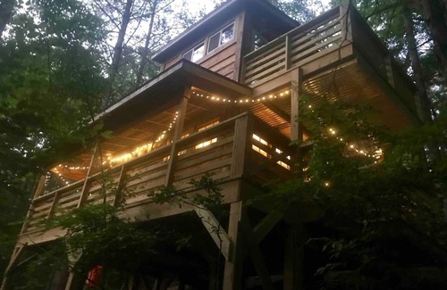 Suches Cabin | Firefly Bend Treehouse - View of the National Forest from Your Bed