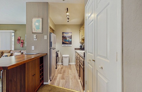 Tahoe Village Condo | First-floor ski condo with balcony views, pool, hot tub, & fireplace, sleeps 4