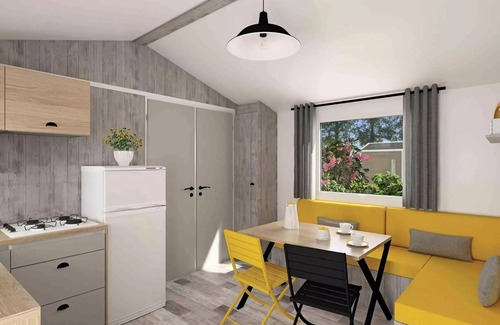 Ares House | Flower Camping La Canadienne * - PREMIUM CLIM mobile home 28m² - 2 bedrooms + semi-covered terrace + TV + sheets + towels included 5 people