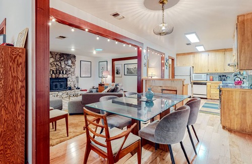Cazadero House | Forested home near the river with a hot tub, deck, playground, & washer/dryer
