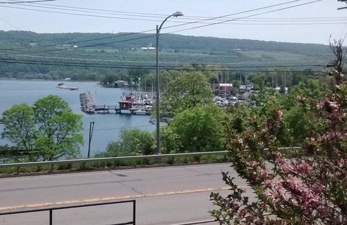 Watkins Glen House | Front porch views of Seneca Lake and harbor, walking distance to restaurants