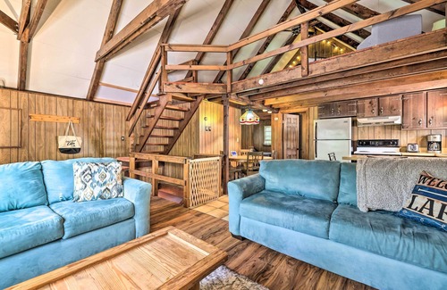 Pocono Lake Cottage | Game Room & Fire Pit: Tree-lined Pocono Lake Cabin