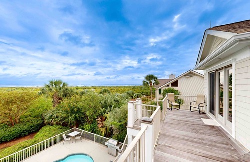 Seabrook Island House | Gorgeous home with panoramic ocean views, private pool, & hot tub