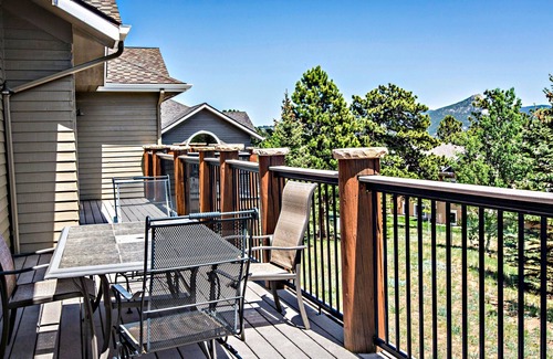 Stanley Hills Condo | Gorgeous home with private hot tub, large deck, and views of the Estes Valley
