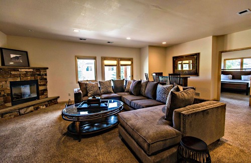 Stanley Hills Condo | Gorgeous home with private hot tub, large deck, and views of the Estes Valley