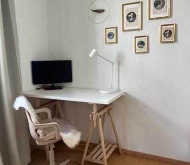 Erfurt Old Town Apartment | Grünspecht am Klein Venedig, zentral mit Balkon, Arbeitsplatz, Küche, Badewanne etc