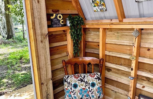 Reddick Cabin | Grass Campers whimsical 1 room Glamping Forest Hideaway Sugar Shanty near WEC