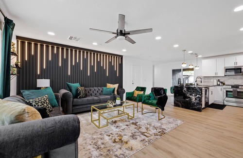 New Papago Parkway House | Group Fun HQ with Hot Tub + Bar, Heated Pool, Game Room & Lounge Near Old Town