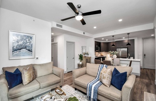 Braeswood Place Apartment | Haus of Blues🌇Modern & Urban 2BR at TX Med Center with Private Parking