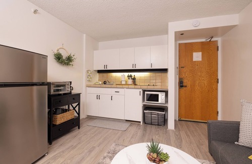 Downtown Honolulu Condo | Heart of Downtown, Newly renovated Mountain View Suite, Full Kitchen Living Room