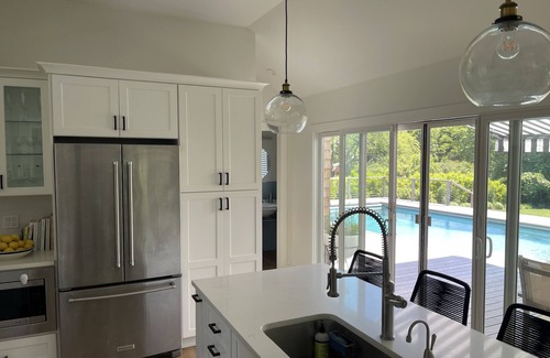 Southold House | Heated pool on Goose Creek, private dock, massive yard walk to beach, wineries