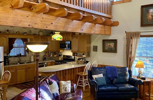 Maggie Valley Cabin | Hemlock Creek Hollow -700 Ft Cascading Creek, 2 Master Suites, close to BRP