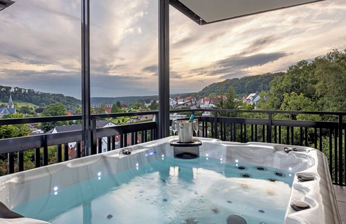 Altenbeken Apartment | Holiday Apartment "Egge Resort 7f" with Balcony, Whirlpool and Sauna