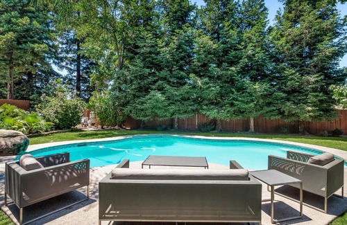 Clovis House | Home oasis with sauna, jacuzzi, pool & heated gazebo!
