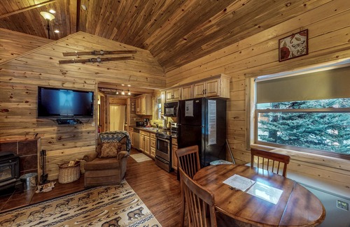 South Fork Cabin | Homey cabin near National Forest with private hot tub, deck, grill, & WiFi