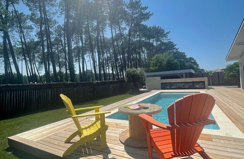 Le Porge House | House with swimming pool close to the ocean