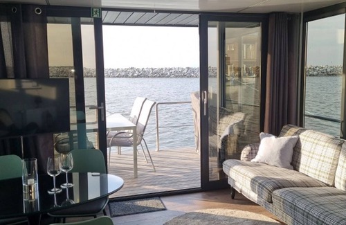 Barth Boat Rental | Houseboat Fjord Baltica with roof terrace in Barth