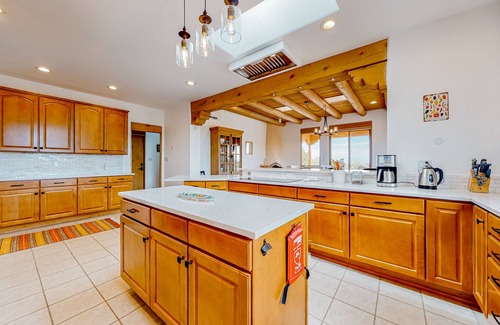 Canoncito House | Idyllic mountain-view retreat with luxe interior & private sunset-view hot tub