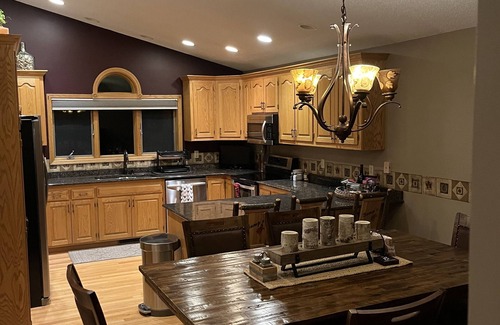 Webster House | Inviting 4BR/3Bath Home w/hot tub on crystal clear Devil's Lake in Webster, WI