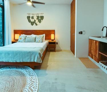 Ek Balam Village Apartment | La Linda Luxury Two Story Apartment Huge Terrace Next to the Pool
