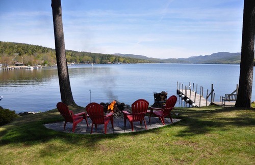 Bolton Landing House | Lake House with gorgeous view, private beach, dock space, fireplace, hammock