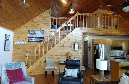Morganton Cabin | Lakefront Cabin - Dock, Kayaks, Hot Tub, Game room, 2 King Beds
