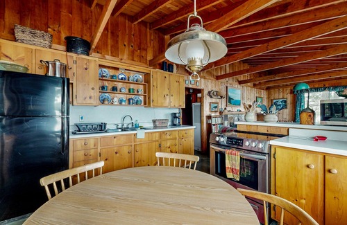 Mount Desert Cabin | Lakefront cabin on Long Pond with wood fireplace, deck, lake views, books