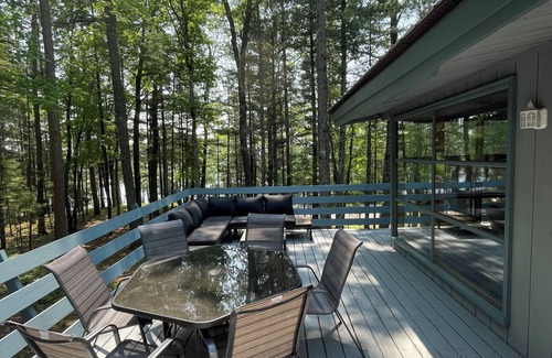 Three Lakes Cottage | Lakefront Cabin on Virgin Lake w/kayaks, lily pad, firepit, sandy swimming area